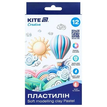 Пластилин восковой KITE Creative Pastel K-086-P 12 цветов 200 г для детского творчества