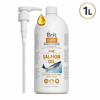 Харчова добавка Brit Care масло лосося для собак 1 л з дозатором