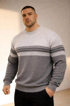 Свитер мужской батал ABDO HALLAB 4030-4 3XL молочный с бежевым