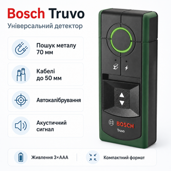 Детектор сканер тестер скрытой проводки Bosch Truvo 3xAAA до 70 мм (0.603.681.205)