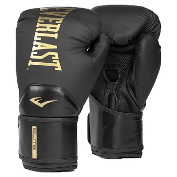 Боксерські рукавички Everlast ELITE 2 BOXING GLOVES Чорно-золоті 16oz (Оригінал) P00003273