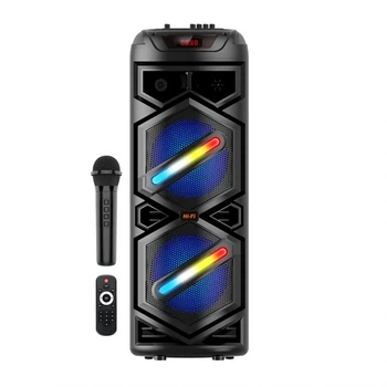 Портативна колонка ZQS8233 пластик 200 мм Чорна Bluetooth з мікрофоном та підсвічуванням