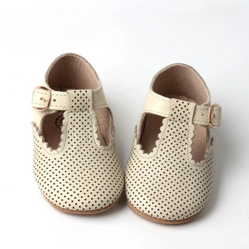 Туфлі BottiLion T-Strap shoes з натуральноі шкіри з перфорацією,внутрішня устілка 12,5 см ( 1,5-2 роки), бежеві