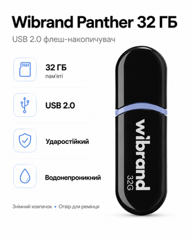 Флеш-накопичувач Wibrand USB 2.0 Panther 32ГБ (колір чорний)
