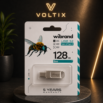 Флешка Wibrand Bee 128 GB USB 3.2 Type-C, OTG, срібляста, металева