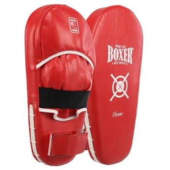 Лапа боксерська пряма тренувальна шкірвінілова 2 шт BOXER NEW 2009-N Червоний, розмір 40x21x4,5 см