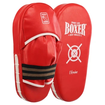 Лапа боксерська пряма тренувальна шкірвінілова 2 шт BOXER NEW 2008-N Червоний, розмір 38x18x4,5 см