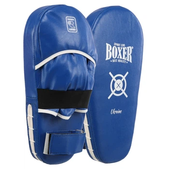 Лапа боксерська пряма тренувальна шкірвінілова 2 шт BOXER NEW 2009-N Синій, розмір 40x21x4,5 см