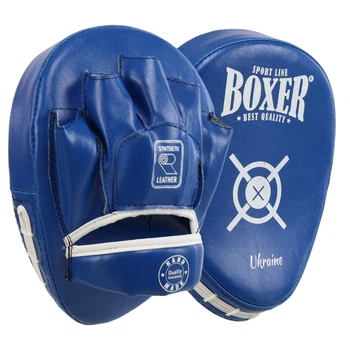 Лапа боксерська вигнута тренувальна шкірвінілова 2 шт BOXER NEW 2011-N Синій, розмір 19x23x4 см
