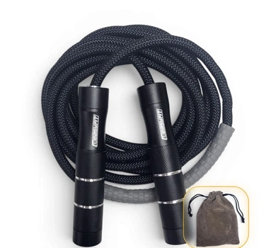 Скоростная скакалка EasyFit CrossPower 2в1 для бокса и кроссфита с легким и утяжеленным тросом, алюминиевые ручки,подшипники, чехо