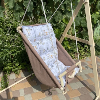 Дитяча гойдалка Коричнева 2 в 1 "Сірі лисиці",люлька для немовлят, гамак, колиска
