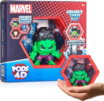 Колекційна іграшкова фігурка Халк Марвел WOW! Stuff PODS 4D Marvel Hulk у дисплеї з 4D-ефектом висота 10,2 см (SKU-364.1)
