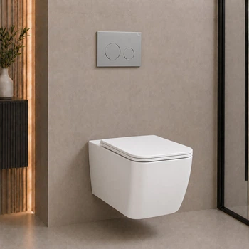 Готовое решение Qtap для ванной комнаты: подвесной унитаз Gemini Ultra Quiet 485×340×350 + комплект инсталляции Nest 4 в 1 (кругла