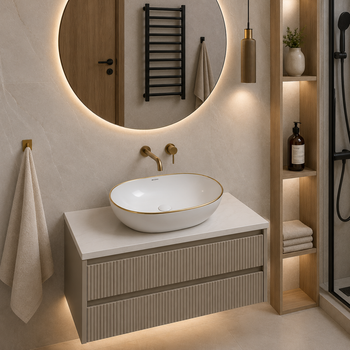 Раковина накладная Mixxus Premium ELLIPSE-0105 EDGE GOLD 600х400х150mm (MP6564)