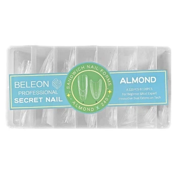 Тіпси сендвіч гелеві для нарощування нігтів Beleon Professional форма Almond 240 шт.