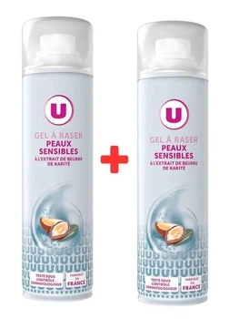 Набір жіночих гелів для гоління для чутливої шкіри U Sensibles з маслом ши 200 мл + 200 мл (1+1 у подарунок)