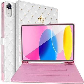 Чехол Mirelle для Apple iPad 10 (2022) 10.9" экран, с короной White Pearl