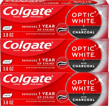 Отбеливающаяя зубная паста с активированным углем Colgate Optic White 107 мл (3 шт)
