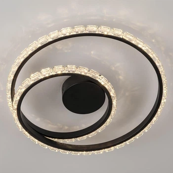 Потолочная LED люстра с пультом 80W два акриловых кольца 3000-6500K корпус черный Svet SY-33037/420 MB