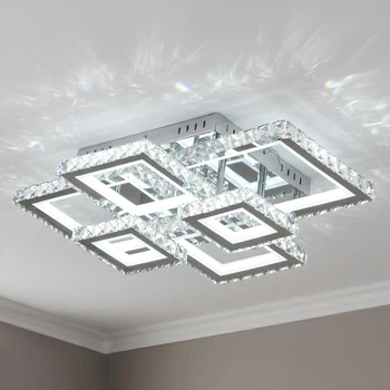 LED люстра потолочная с пультом 272W на 6 квадратов с хрустальными вставками 3000-6500К хромовая Svet SY-1604 CR DIMMER