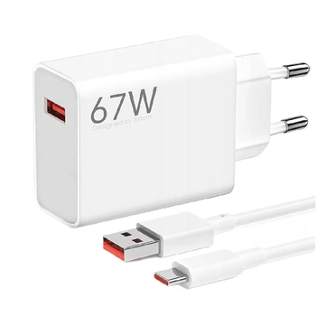 Сетевое зарядное устройство для Xiaomi Mi 67W HyperCharge Combo (Type-A) кабель Type-C BHR9465EU White