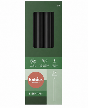Свеча столовая Bolsius 230/20мм black 8шт