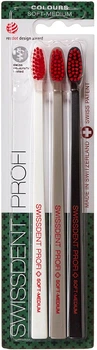 Набір зубних щіток Swissdent Profi Colours Soft-Medium 3 шт (7640126196152)