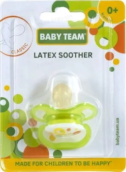 Пустышка латексная классическая Baby team 0+ арт 3220