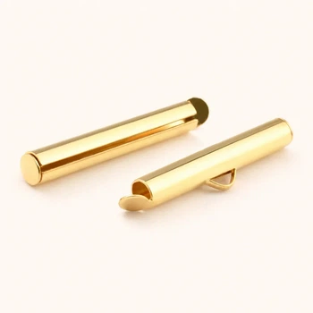 Концевик-трубочка з петелькою 30 мм золотий (пара) (30mm-2/gold)