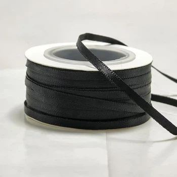 Атласна стрічка чорна 0,3 см 92 м (03/black)