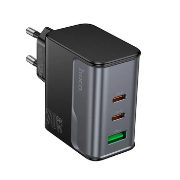 Зарядний пристрій Hoco USB/2xType-C PD 70W Black (CS75A)
