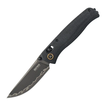 Нож складной туристический SRM Medal (8,2 см) 140Cr / Micarta, черный