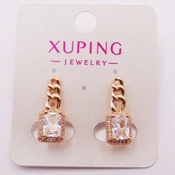 Сережки медсплав із фіанітами 20х7 мм Xuping 21253