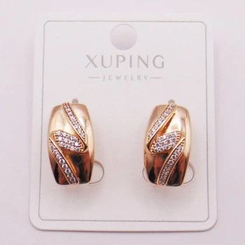 Сережки з фіанітами медичний сплав 16х10 мм Xuping 20496