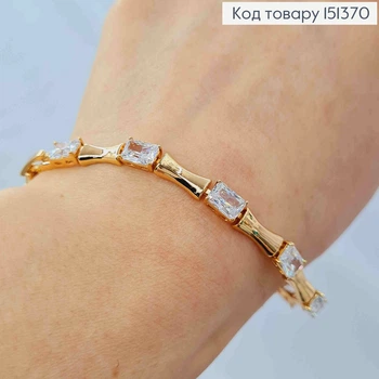 Браслет с изысканными блестящими камешками, длина 17+2см, Xuping 18K.