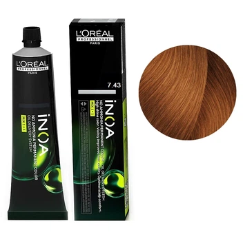 Фарба для волосся стійка без аміаку L'Oreal Professionnel INOA 7/43, 60 мл