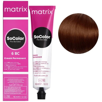 Крем-фарба для волосся MATRIX SoColor Pre-Bonded 6BC темний блондин коричнево-мідний 90 мл