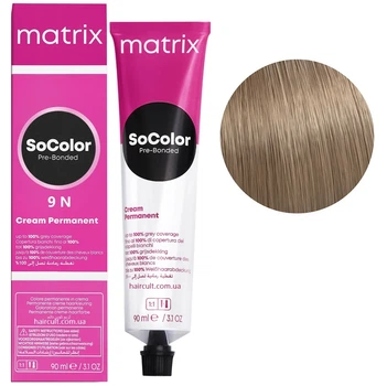 Крем-фарба для волосся MATRIX SoColor Pre-Bonded 9N дуже світлий блондин натуральний 90 мл