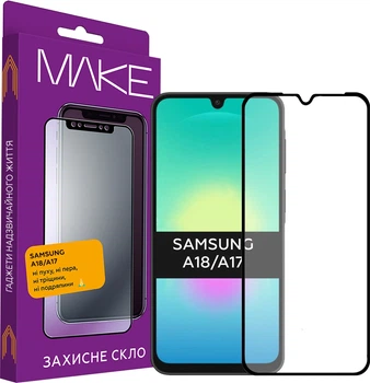 Захисне скло для смартфона Samsung Galaxy A18/A17 MAKE Black (MGF-SA18/SA17)
