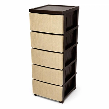 Комод R-plastic пластиковый R-Plastic Ротанг на 5 ящиков коричнево-бежевый