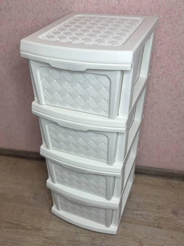 Пластиковий R-plastic комод Компакт із суцільнолитими ящиками на 4 яруси R-plastic білого кольору