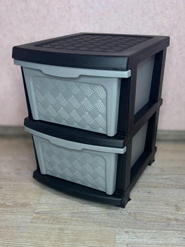 Пластиковый R-plastic комод "Компакт" с цельнолитыми ящиками чёрно - серый на 2 яруса