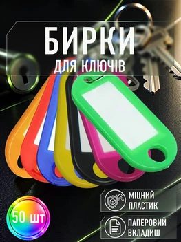 Брелок бирка для ключів бирки брелки на ключі брелоки офісні для дому готелю гардероба на багаж валізу з інфо вікном металевим кільцем паперовою вставкою захисною плівкою пластикові маркувальні підписні Різнокольорові 50 шт GDragon 98_1_50_1
