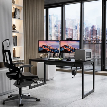 Стіл комп’ютерний Loft 140×70 см із масиву сосни з кабель-менеджментом, Венге (817547332)