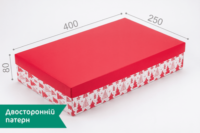 Коробка "Мега" 400×250×80 мм "Ялинки святкові" М0046-о18