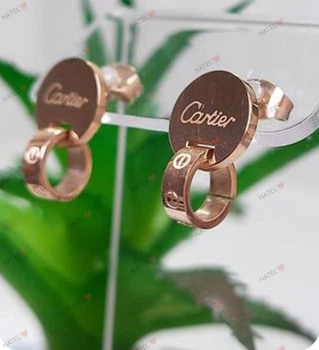 Сережки - гвоздики Cartier в золотому кольорі