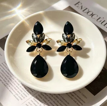 Женские сережки "Ануш" 4.3 см jewelry черные