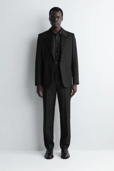 Штани чоловічі COS cummerbund-waist wool regular-fit tapered trousers 1309593001 Eur 52 Чорний