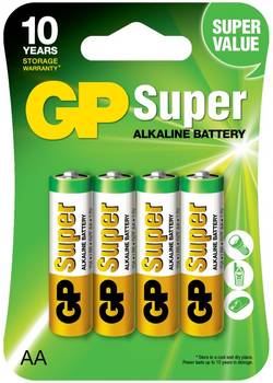 Батарейки GP AA (LR6) Super Alkaline 15A-U4, блистер