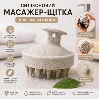 Силіконова щітка-масажер для шкіри голови та миття волосся